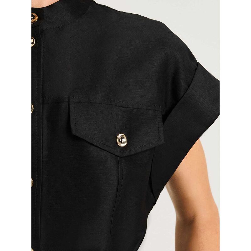 Veronika Maine Linen Viscose Blend Utility Midi Dress image number 6